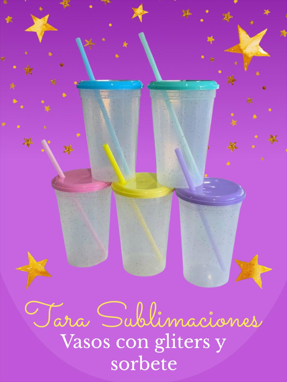 Vasos Gliters con bombilla