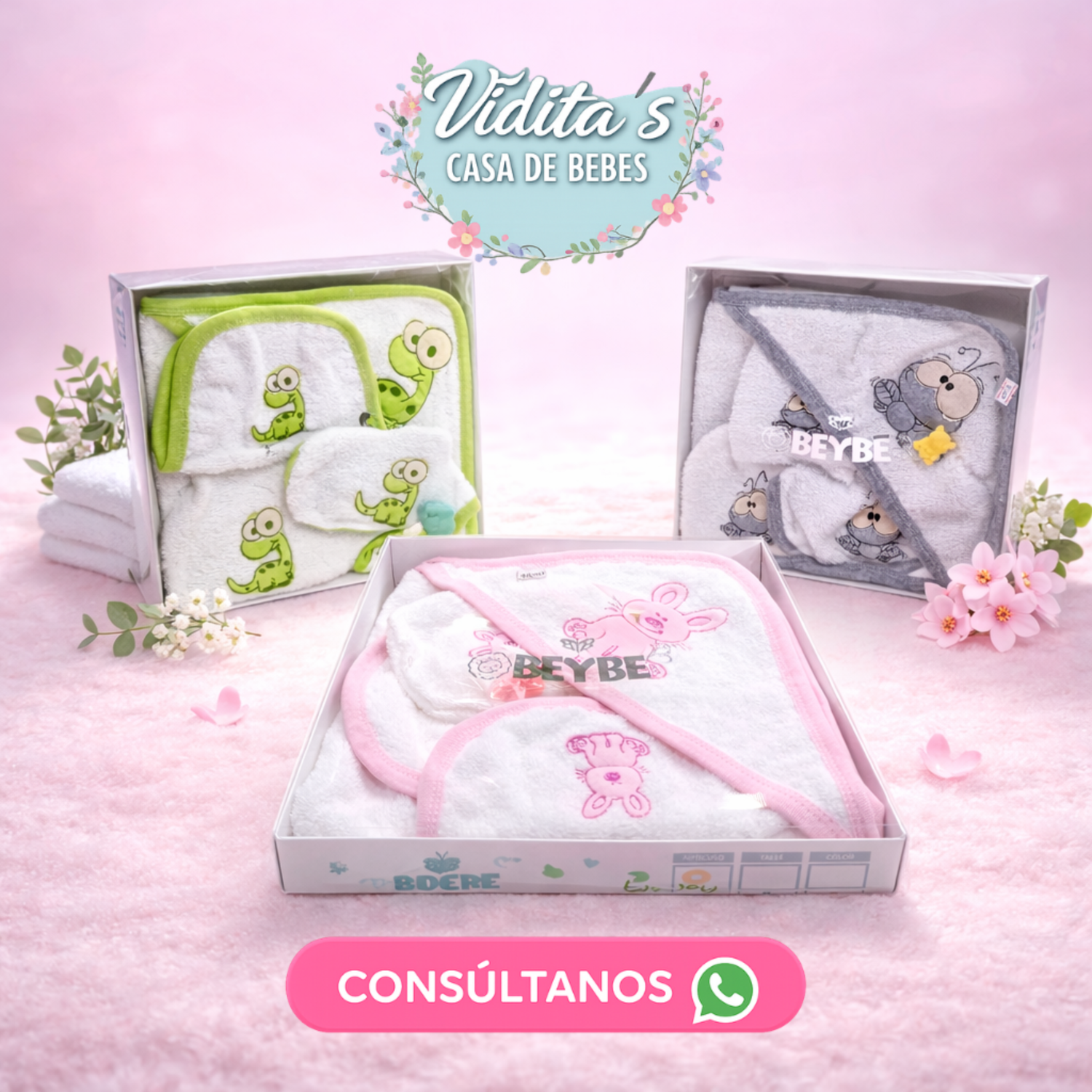 Set de Toalla de Bebé con Capucha (5 piezas)