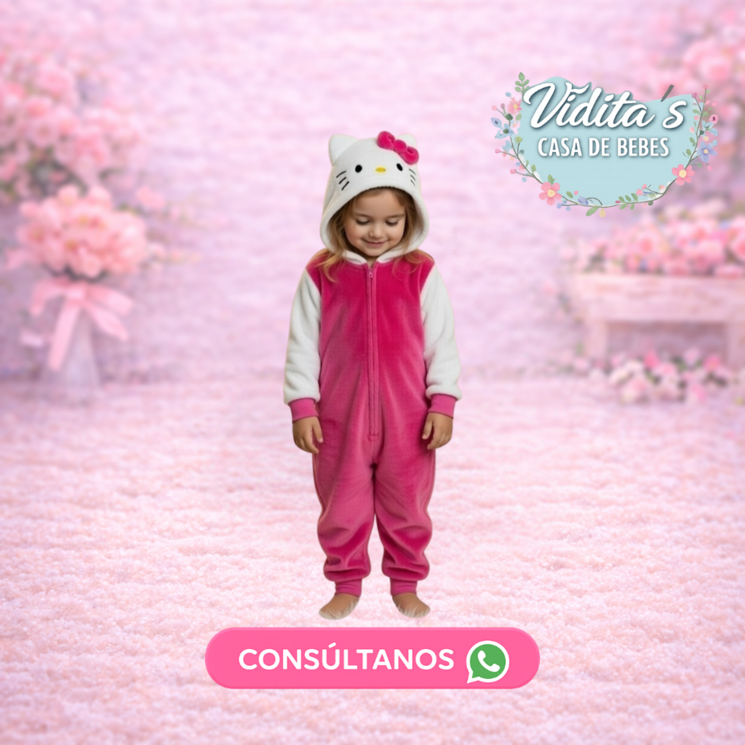 Pijama Infantil Entero Hello Kitty con Capucha