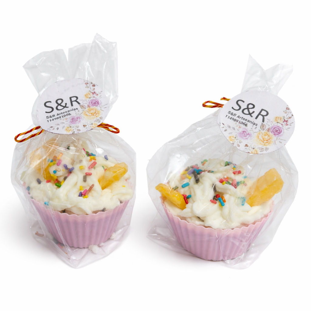 Vela artesanal cupcake decorativa premium