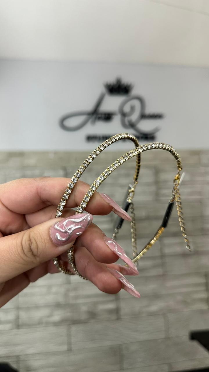 Vincha Dorada con Strass Brillante