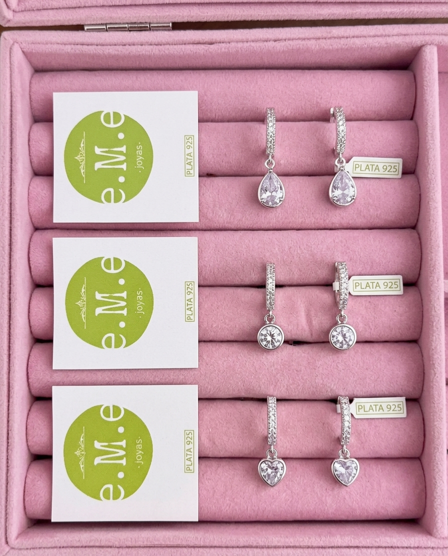 Aros huggies con dijes cubic